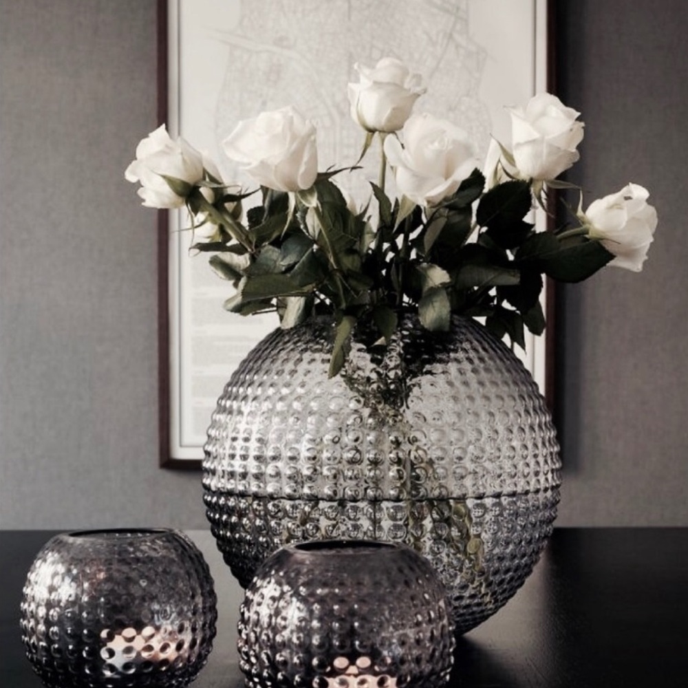 Polka Dot Round Orb Floral Vase